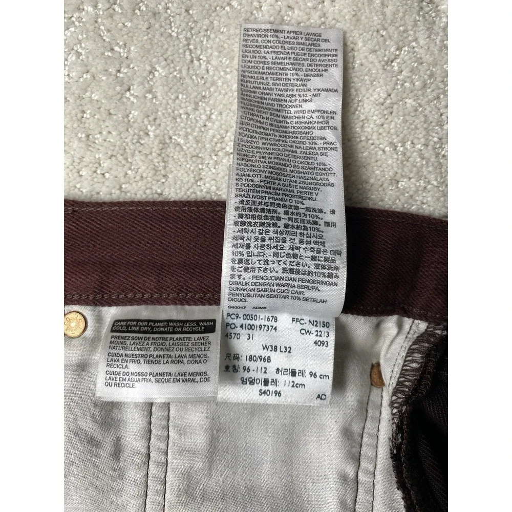Levi's 501 XX Button Fly Jeans Men's 38 Measured 39x31 Maroon Burgundy Denim